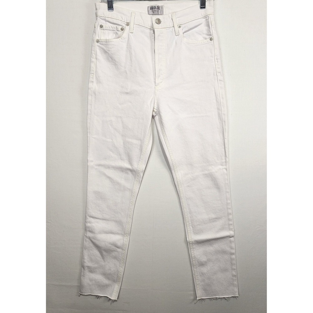 Agolde Women's Casual Minimalist High Rise White Nico Jeans Size 27